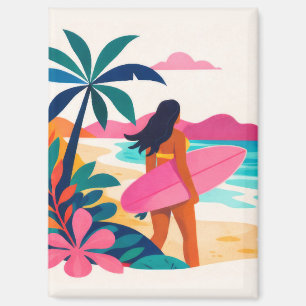 Aimant art boho hawaïen moderne du milieu du siècle