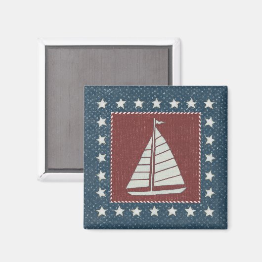 Aimant Art côtier | Voilier en rouge (Recto/Verso)