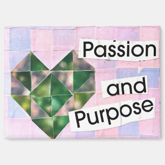 Aimant Art de collage de cœur rose violet bohème romantiq