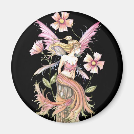 Aimant Art de Fée Fleur Rose (Devant)