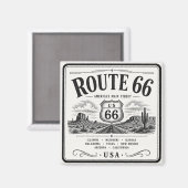 Aimant Art de la route 66 vintage (Recto/Verso)