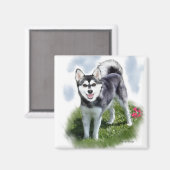 Aimant Art de l'Alaskan Klee Kai (Recto/Verso)