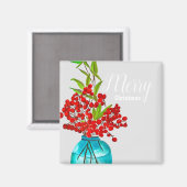 Aimant Art de l'aquarelle des baies rouges de Noël (Recto/Verso)