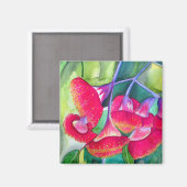 Aimant Art de l'aquarelle des Gumnoix à fleurs rouges aus (Recto/Verso)