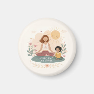 Aimant Art de méditation mère-enfant fantaisiste
