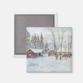 Aimant Art de Noël de la ferme d'hiver (Recto/Verso)