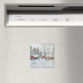 Aimant Art de Noël de la ferme d'hiver (In Situ (Lave-vaisselle))
