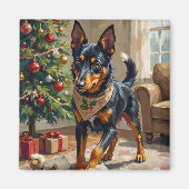 Aimant Art de Noël sur le thème du berger Australien Kelp (Devant)