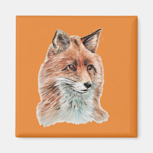 Aimant Art de peinture d'aquarelle de Fox rouge