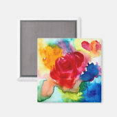 Aimant Art de rose abstrait beau aquarelle (Recto/Verso)