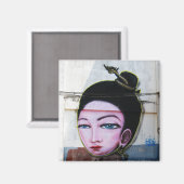 Aimant Art de rue Lady Lao Graffiti (Recto/Verso)