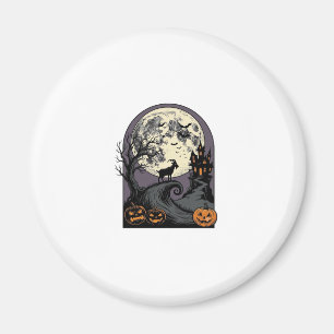 Aimant Art de silhouette Halloween vintage lune chèvre ha