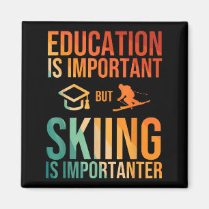 Aimant Art de ski cool pour hommes femmes enfants montagn