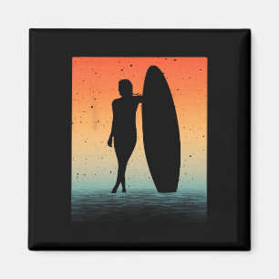 Aimant Art de surfeur pour femmes filles planche de surf