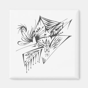 Aimant Art de tatouage tribal abstrait noir et blanc pyra