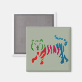 Aimant Art de tigre rayé arc-en-ciel (Recto/Verso)
