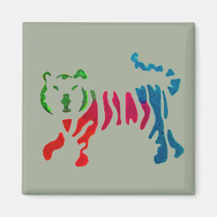 Aimant Art de tigre rayé arc-en-ciel