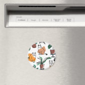 Aimant Art de trait dessin chats et fleurs (In Situ (Lave-vaisselle))