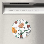 Aimant Art de trait dessin chats et fleurs (In Situ (Lave-vaisselle))