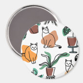Aimant Art de trait dessin chats et fleurs (Recto/Verso)