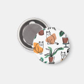 Aimant Art de trait dessin chats et fleurs (Recto/Verso)