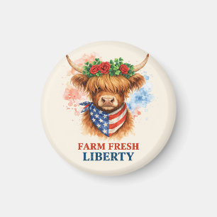 Aimant Art de vache Highland Liberty fraîche de la ferme