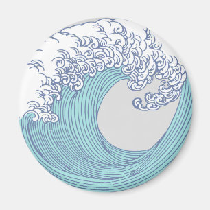 Aimant Art de vague de surf Ukiyo-e japonais vintage de l