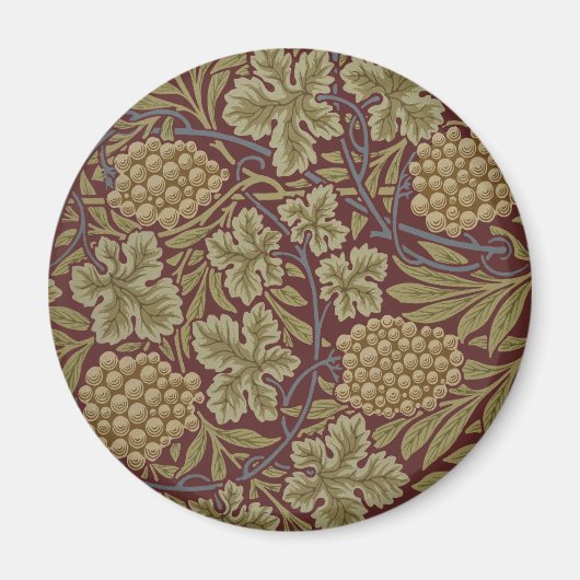 Aimant Art de vigne rouge vert William Morris (Devant)
