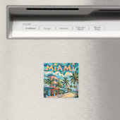 Aimant Art de voyage Ocean Drive de Miami dans le style d (In Situ (Lave-vaisselle))