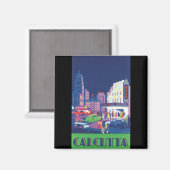 Aimant Art Déco Calcutta Cité Théâtre Scène Haut Contrast (Recto/Verso)