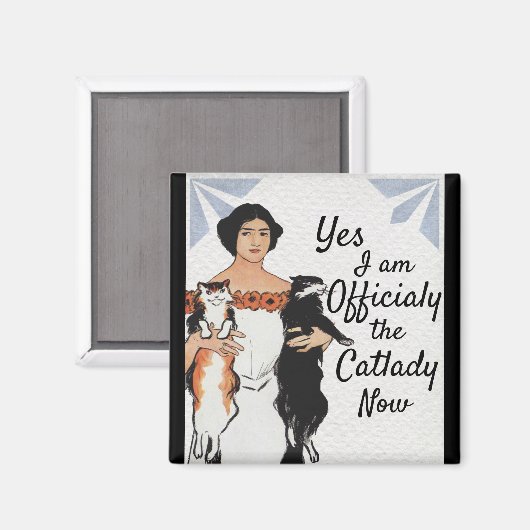 Aimant Art déco chat lady drôle (Recto/Verso)