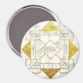 Aimant Art Déco Enregistrer la date Marbre blanc Gold Foi (Recto/Verso)