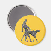 Aimant Art déco femme et chien (Recto/Verso)