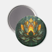 Aimant Art Déco Gold Lotus Green Tilework Imprimer (Recto/Verso)
