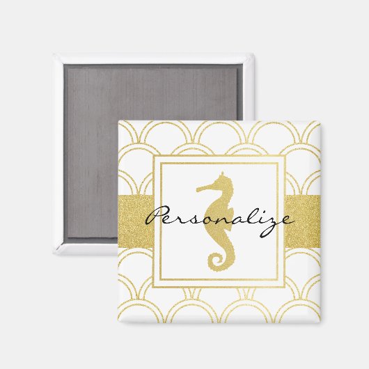 Aimant Art Déco Ocean Wave Patten Gold Parties scintillan (Recto/Verso)