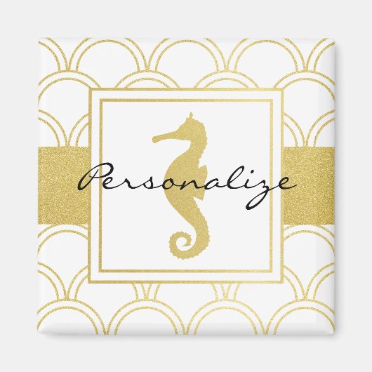 Aimant Art Déco Ocean Wave Patten Gold Parties scintillan (Devant)