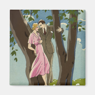 Aimant Art Déco vintage Amour et Romance Jeunes mariés Co