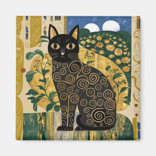 Aimant Art décoratif de chat noir dans le style de Gustav
