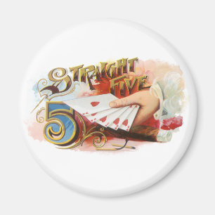 Aimant Art d'étiquette de cigare vintage Straight Flush a