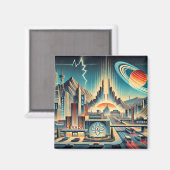 Aimant Art du milieu du siècle de l'ère spatiale atomique (Recto/Verso)