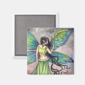 Aimant Art fantastique de dragon vert et de fée (Recto/Verso)