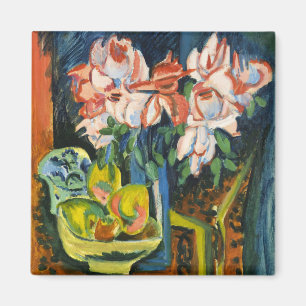 Aimant Art floral expressionniste aux roses roses de Kirc