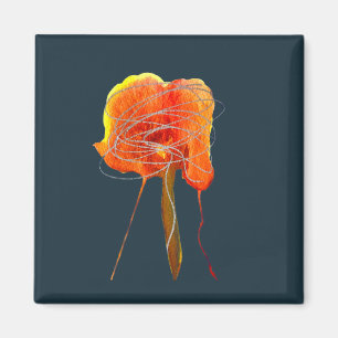 Aimant Art floral gribouillis abstrait moderne fleur