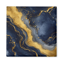 Art fluide abstrait marbre luxe navy or