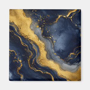 Aimant Art fluide abstrait marbre luxe navy or