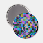 Aimant Art folklorique tribal - Bleu (Recto/Verso)