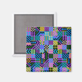 Aimant Art folklorique tribal - Bleu (Recto/Verso)