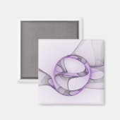 Aimant Art fractal abstrait moderne lavande gris (Recto/Verso)