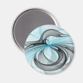 Aimant Art fractal moderne gris anthracite abstrait bleu (Recto/Verso)