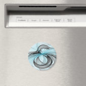 Aimant Art fractal moderne gris anthracite abstrait bleu (In Situ (Lave-vaisselle))